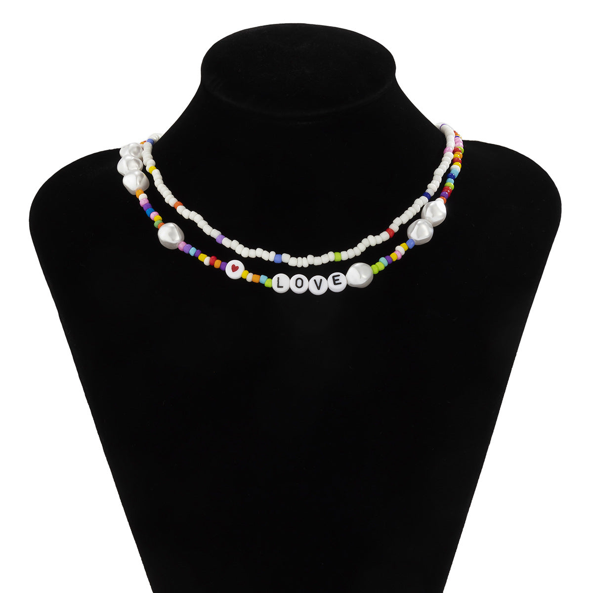 Minimalist Geometric Resin Pearl Letter Necklace for Women with Braided Pendant and Round Bead Chain