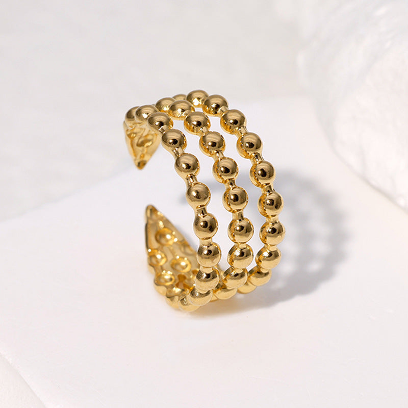 Anillo abierto geométrico minimalista de acero inoxidable con acabado chapado para mujer