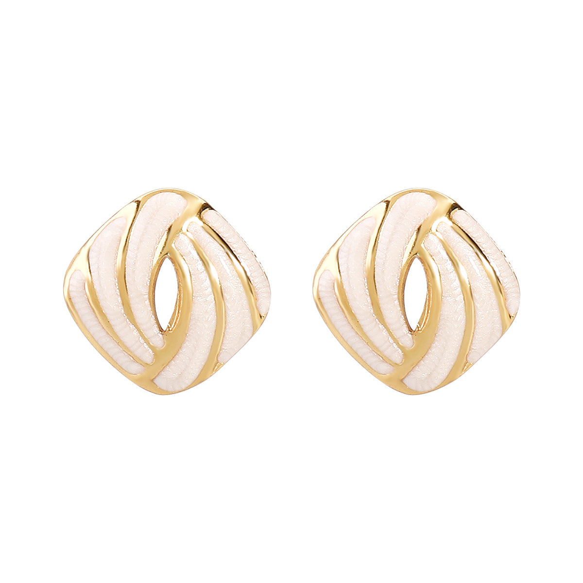 Orecchini da donna geometrici minimalisti in acciaio inossidabile con finitura smaltata stile vintage francese