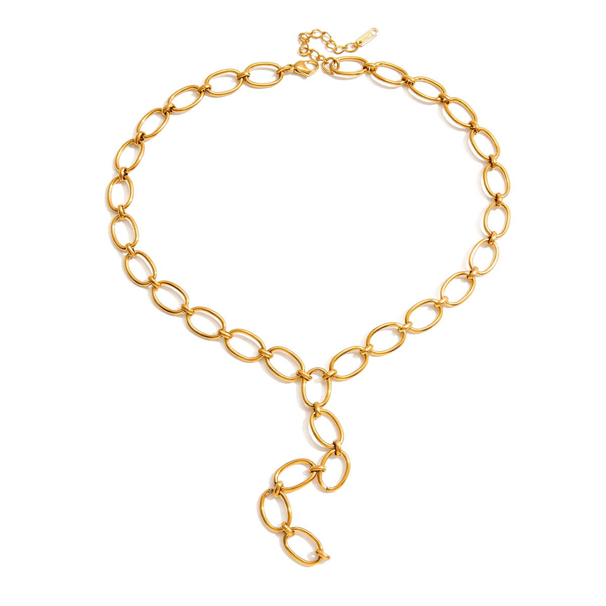 Collana con Pendente Geometrico Minimalista in Acciaio al Titanio con Placcatura PVD in Oro 18K da Donna