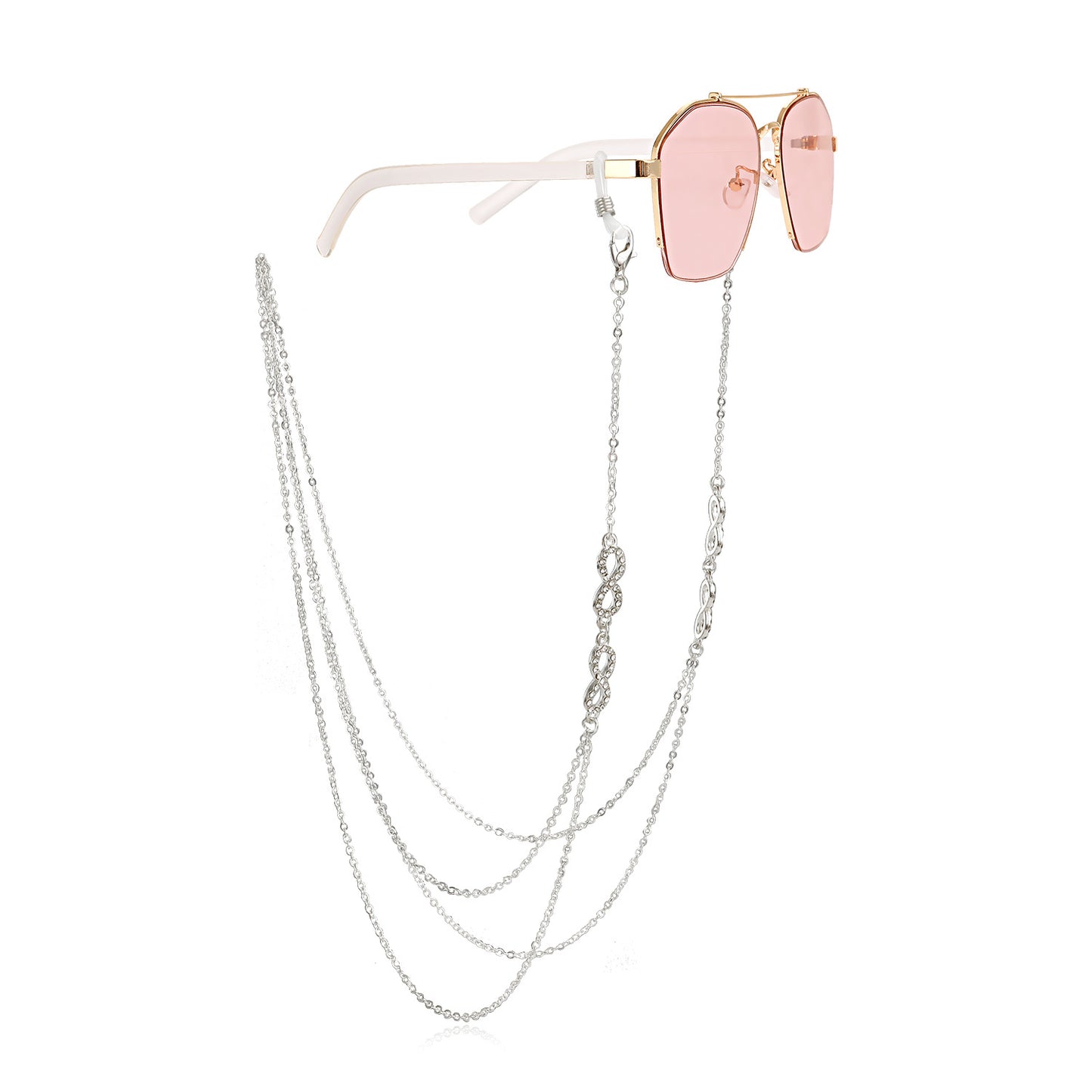 Minimalist Streetwear Rhinestone Infinity Shape Metal Eyewear Chain