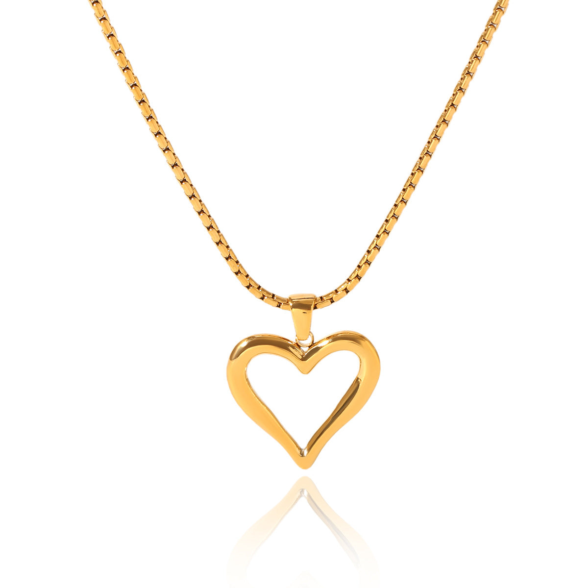 Collana con ciondolo a cuore vuoto in acciaio inossidabile placcato oro 18 carati per donna