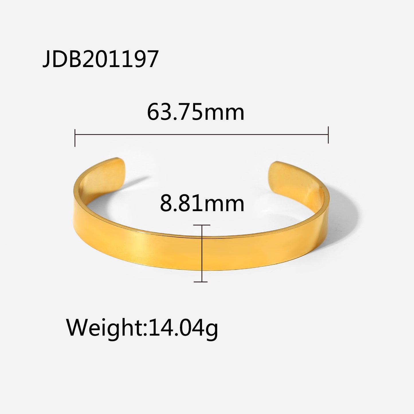 Pulsera Abierta de Rodio con Incrustaciones de Diamantes de Imitación Estilo Geométrico INS para Mujer en Acero de Titanio Bañado en Oro de 18K