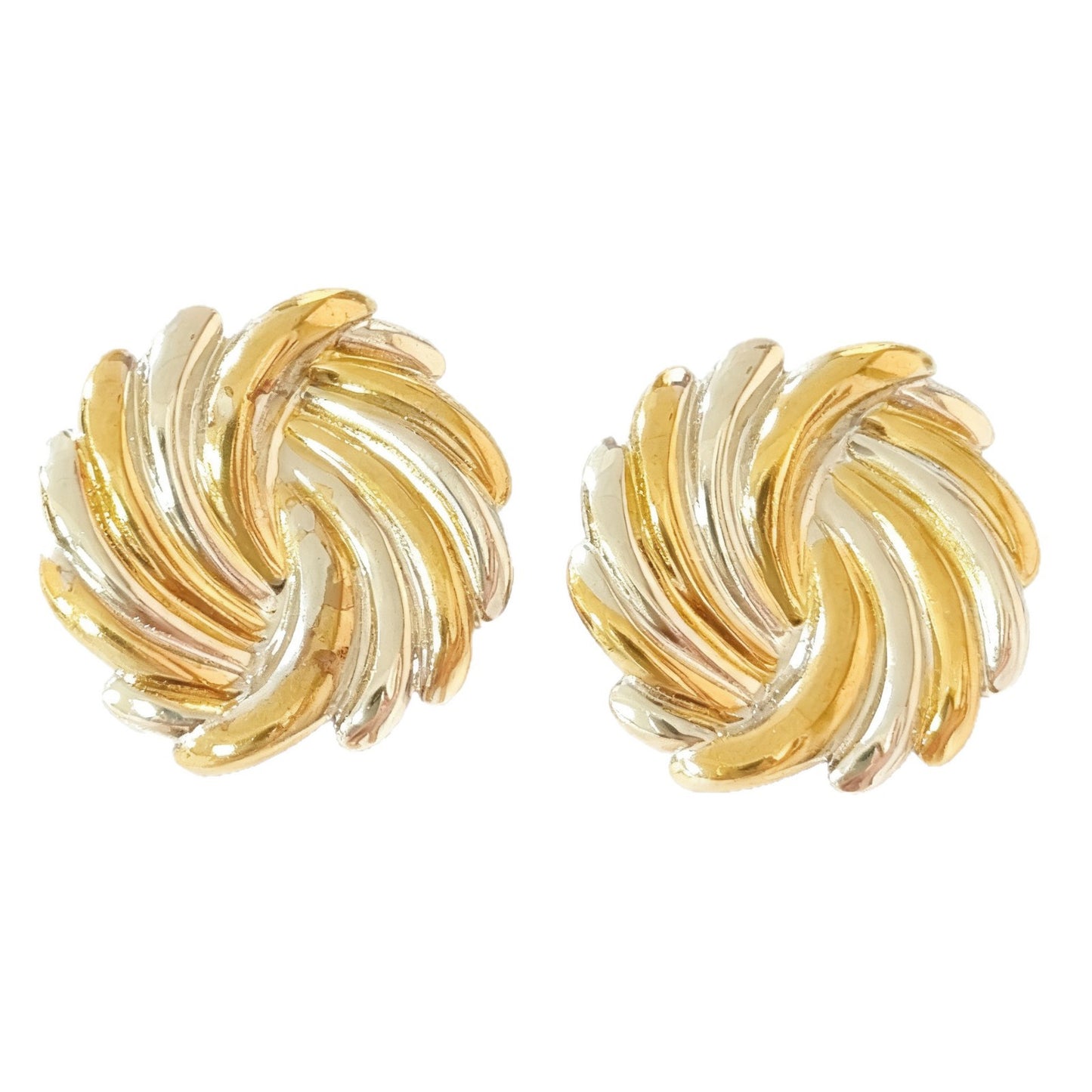 Vintage Luxury Geometric Round Two-Tone Plated Stainless Steel Earrings