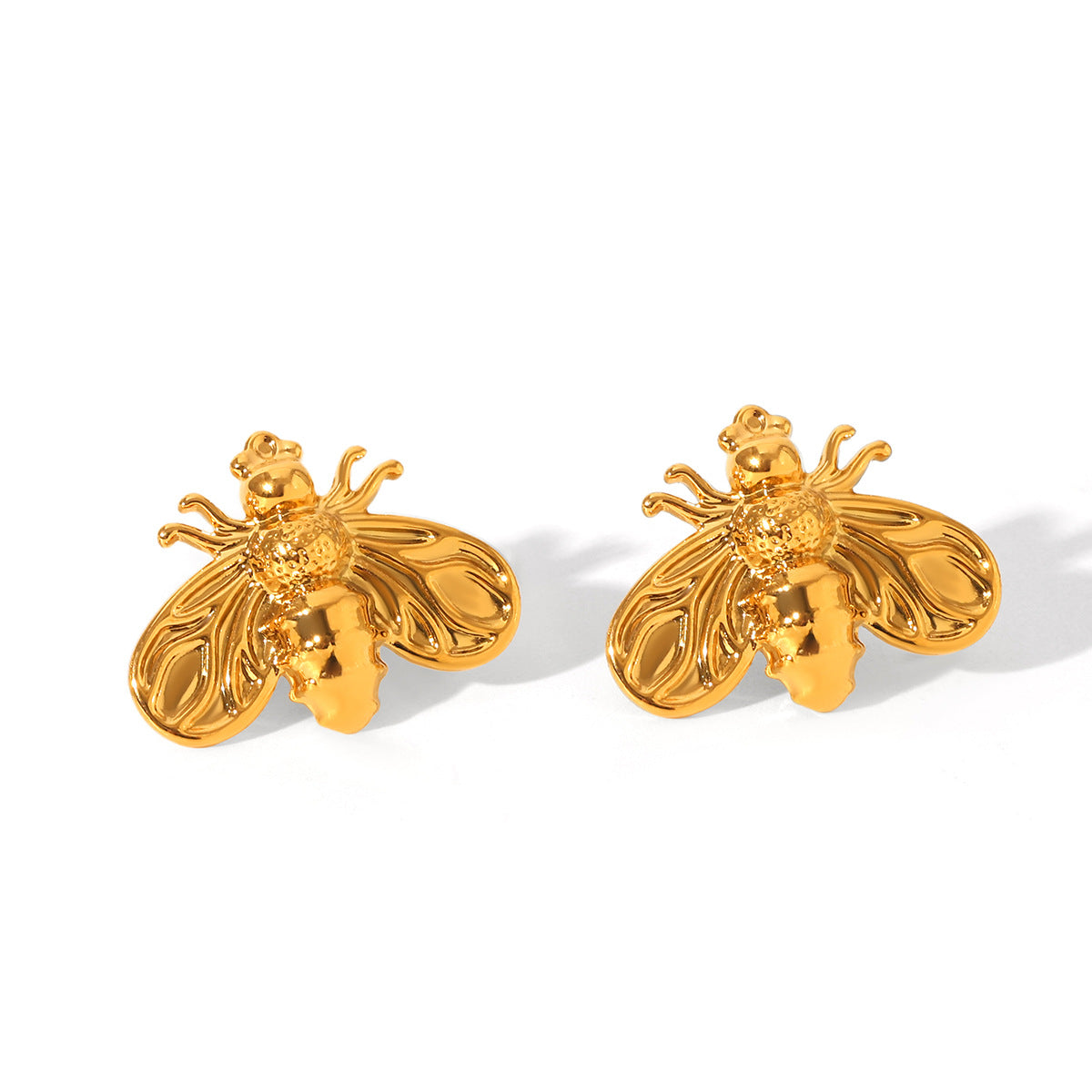 Trendy Geometric Bee Stud Earrings 18K Gold Plated Stainless Steel Women Fashion Jewelry