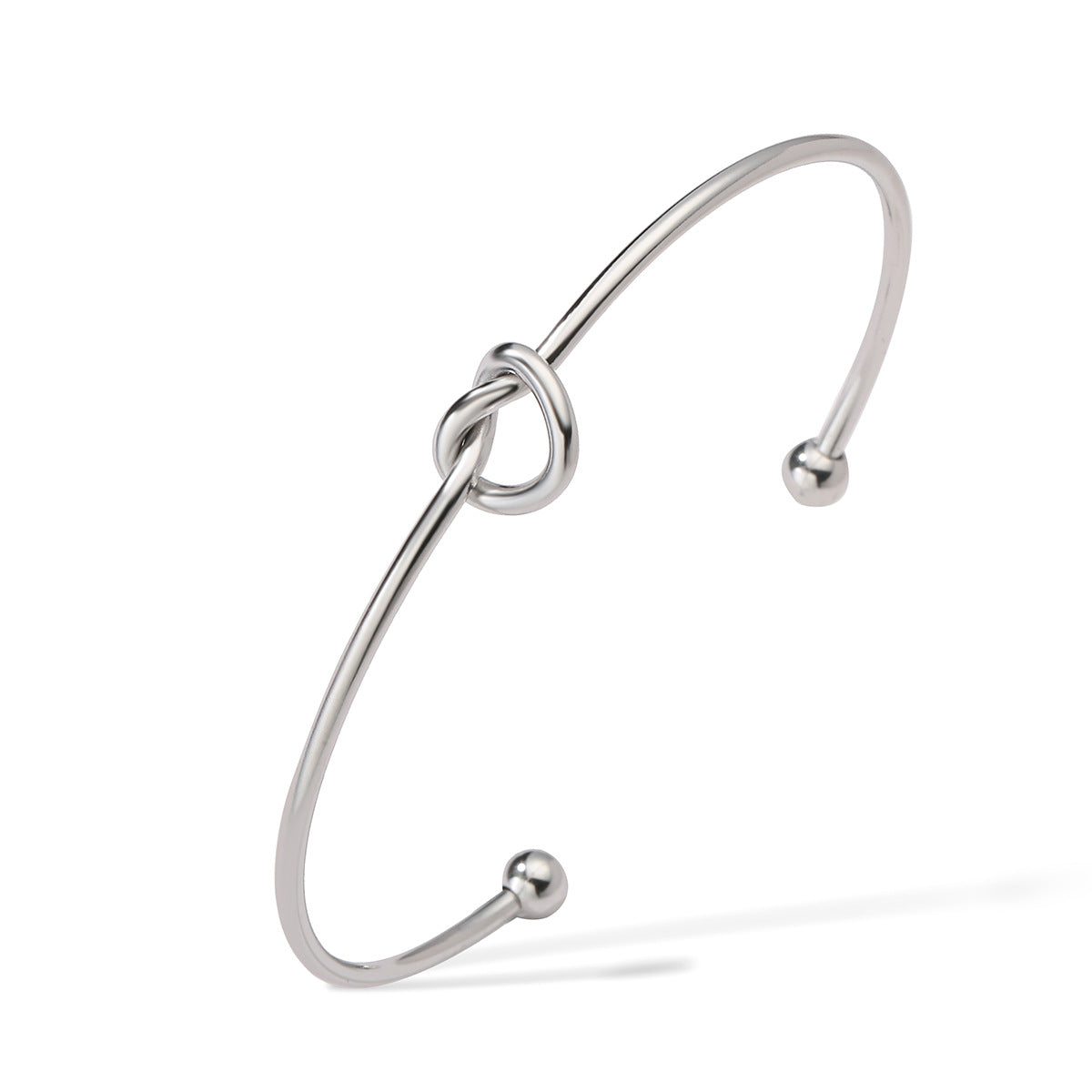 Minimalist Knoted Heart-Shaped 18K Gold-Plated Stainless Steel Bracelet for Women