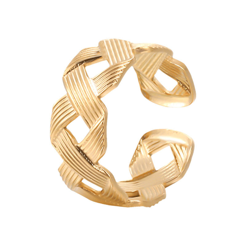 Minimalist Geometric Stainless Steel Adjustable Ring for Women with Plated Finish