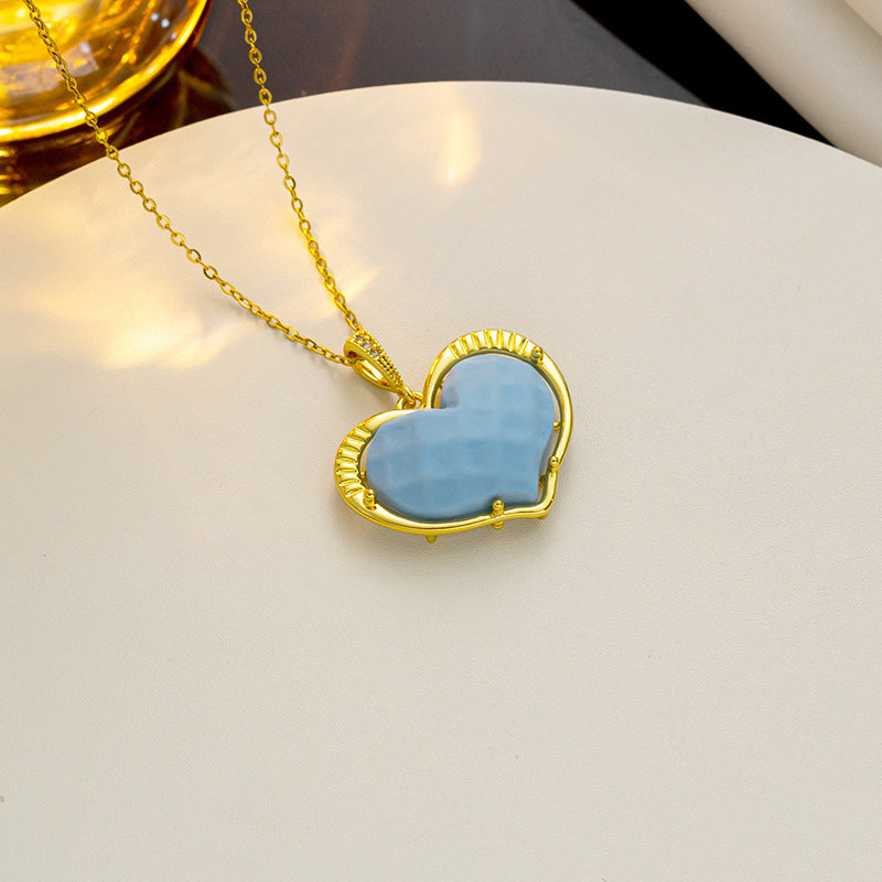 Cartoon Style Heart-Shaped Titanium Steel Pendant Necklace with Electroplated Finish on O-Chain for Women