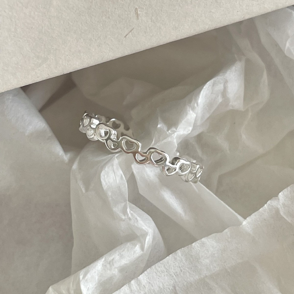 Anello in argento sterling 925 a forma di cuore geometrico, vintage e dolce, con finitura placcata