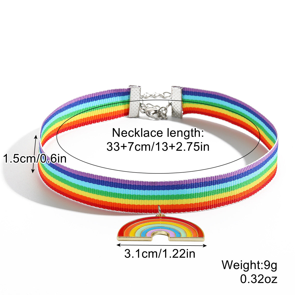 Minimalist Geometric Crystal Rainbow Pendant Necklace Zinc Alloy Unisex Multi-layer Clavicle Chain
