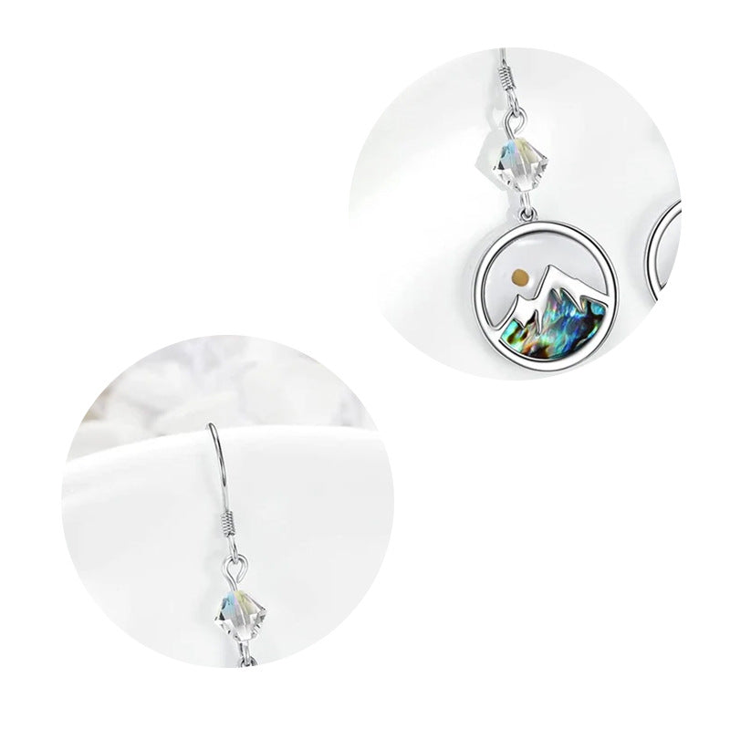 Minimalist Geometric Round Mountain Pendant Earrings in Stainless Steel with Polished Finish and Faith-Inspired Design