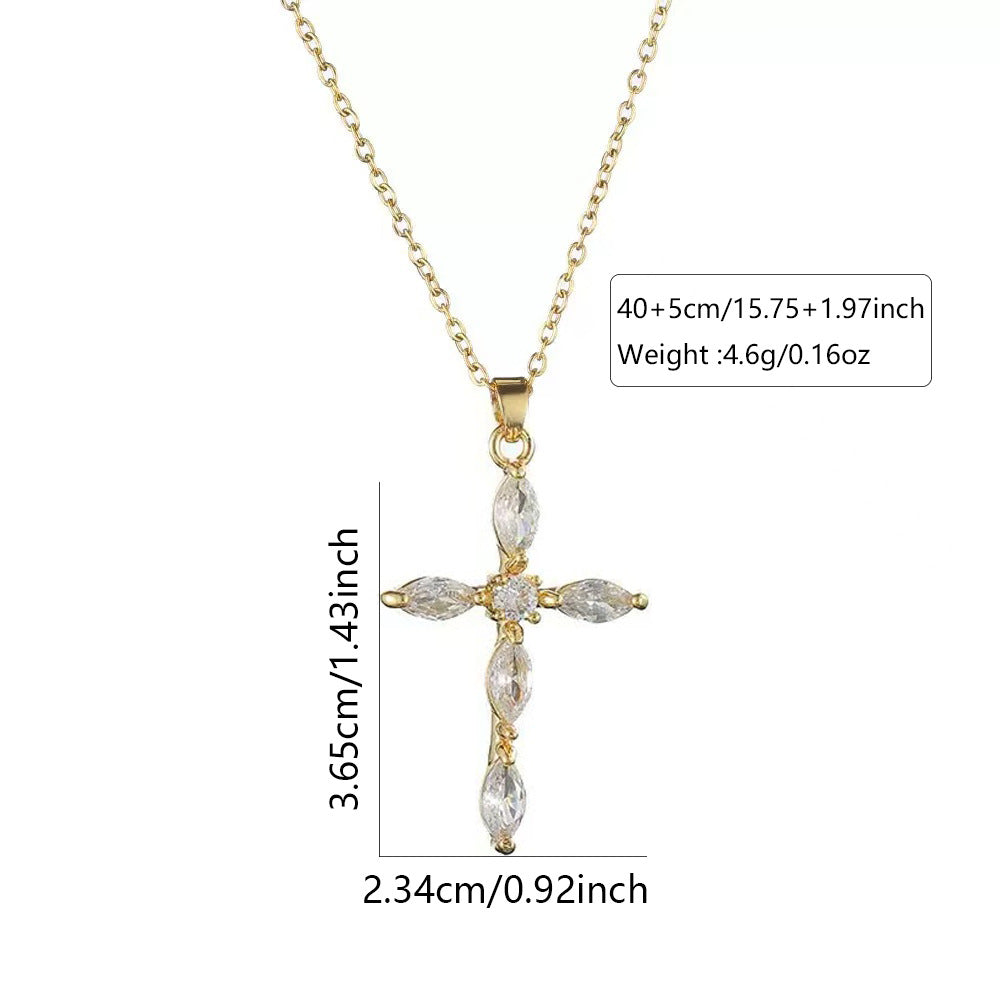 Collana da donna a croce in acciaio inossidabile di lusso con intarsio in zirconi cubici