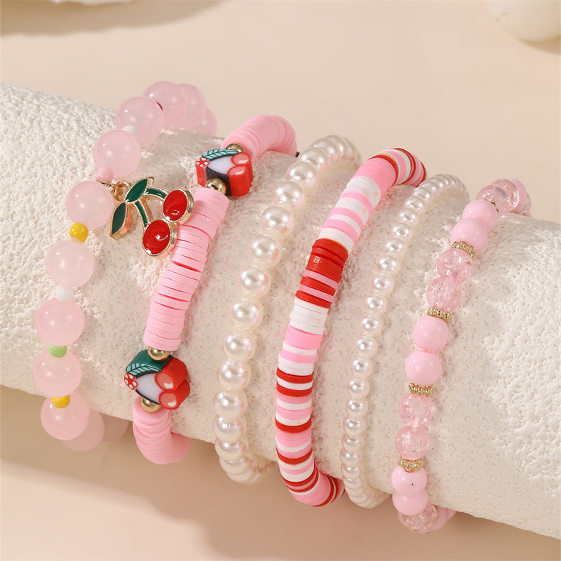 Bracciale per bambine con ciondolo a fiocco, perline acriliche e design a forma di stella