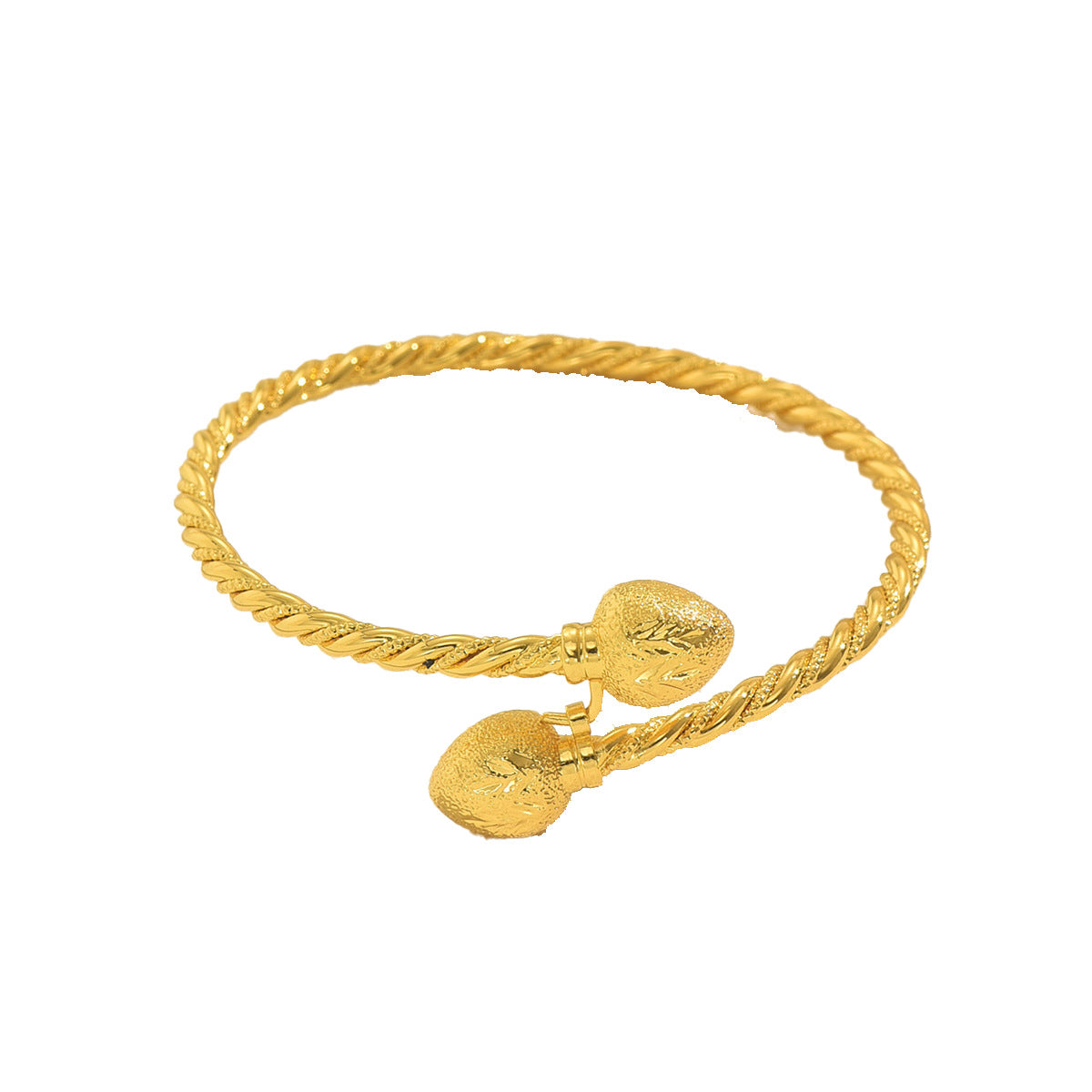 Geometric Minimalist 18K Gold Plated Copper Alloy Round Oval Ring Bracelet for Women