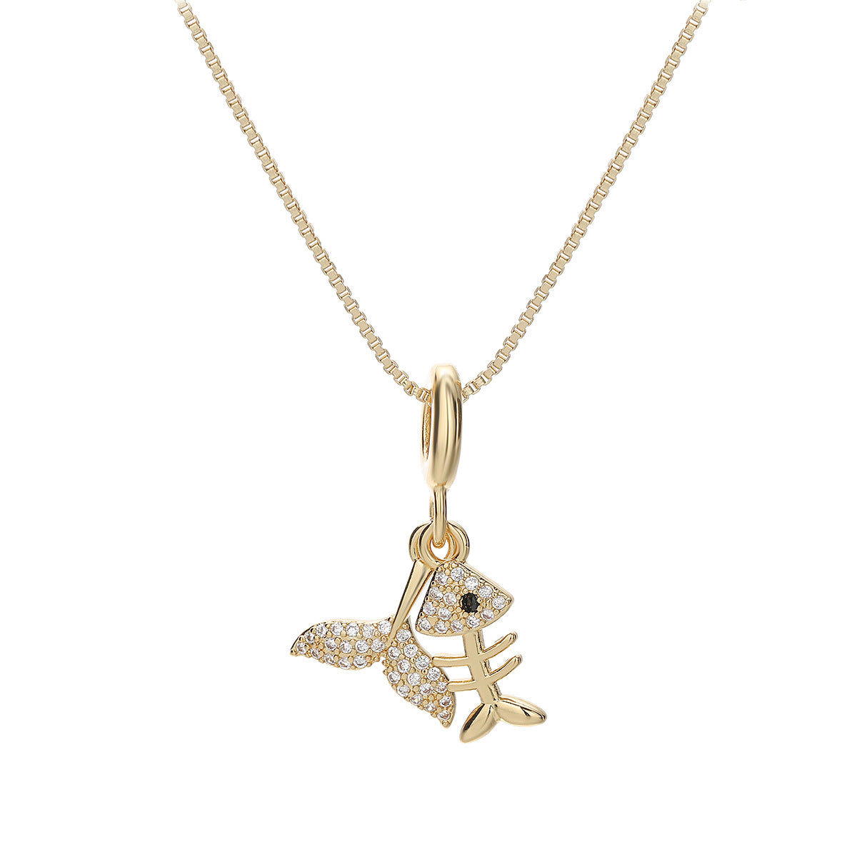 Minimalist 18K Gold Plated Brass Geometric Starfish Cubic Zirconia Pendant Necklace for Women