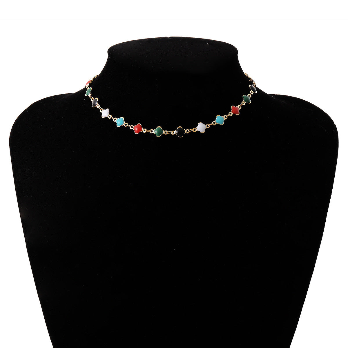 Collana con Ciondolo Floreale Retrò Minimalista da Donna, Catena in Rame Stile O-Chain, Intarsio in Lega Placcata, Design Dolce e Fresco
