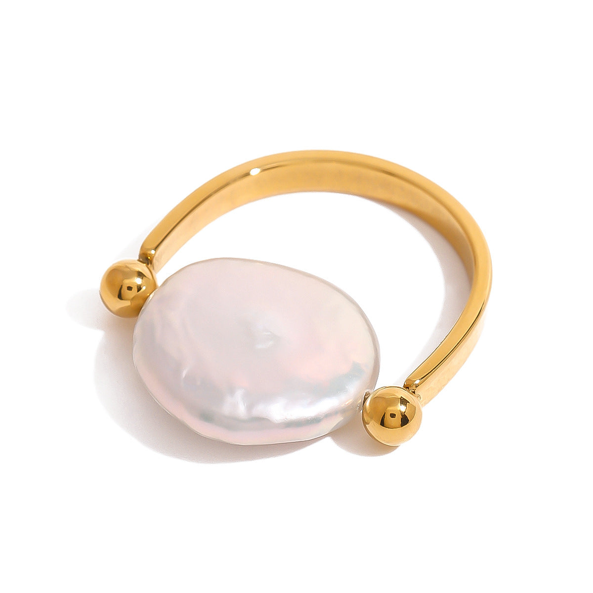 Anello a U minimalista in acciaio inossidabile con finitura perlata placcata da donna