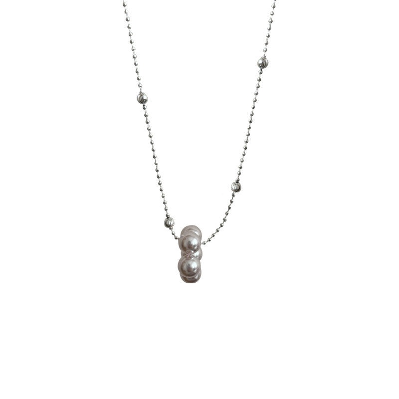 Elegante collana di perle in stile francese con motivo floreale a perline rotonde, catena clavicola placcata oro, gioielli da donna vintage minimalisti per l'uso quotidiano
