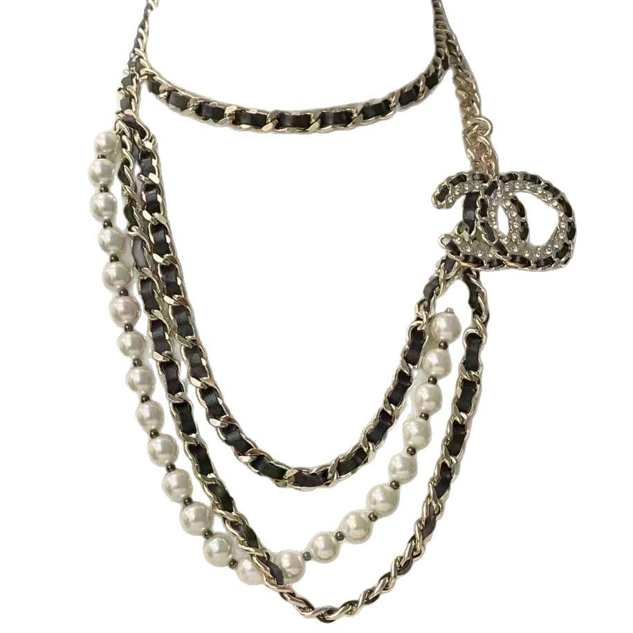 Collana da Donna con Iniziale in Perla, Dolce Lusso, Ottone Placcato Oro