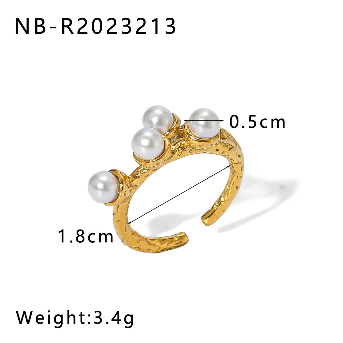 Anello Minimalista Irregolare Rotondo in Acciaio Inossidabile con Intarsio di Perle e Placcatura in Oro 18K per Donna e Uomo