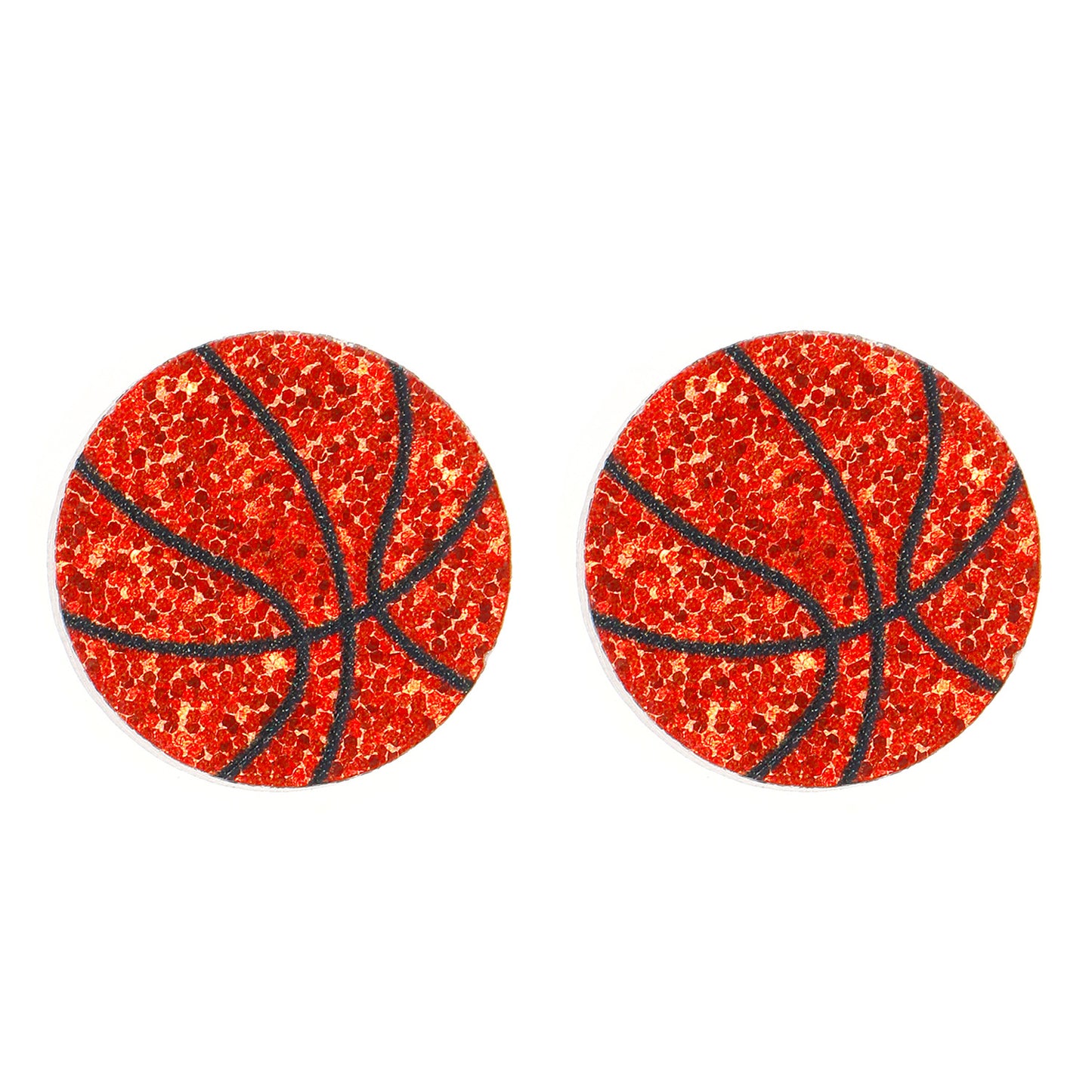 Geometric Round Rhinestone Inlaid Alloy Sports Ball Stud Earrings for Unisex