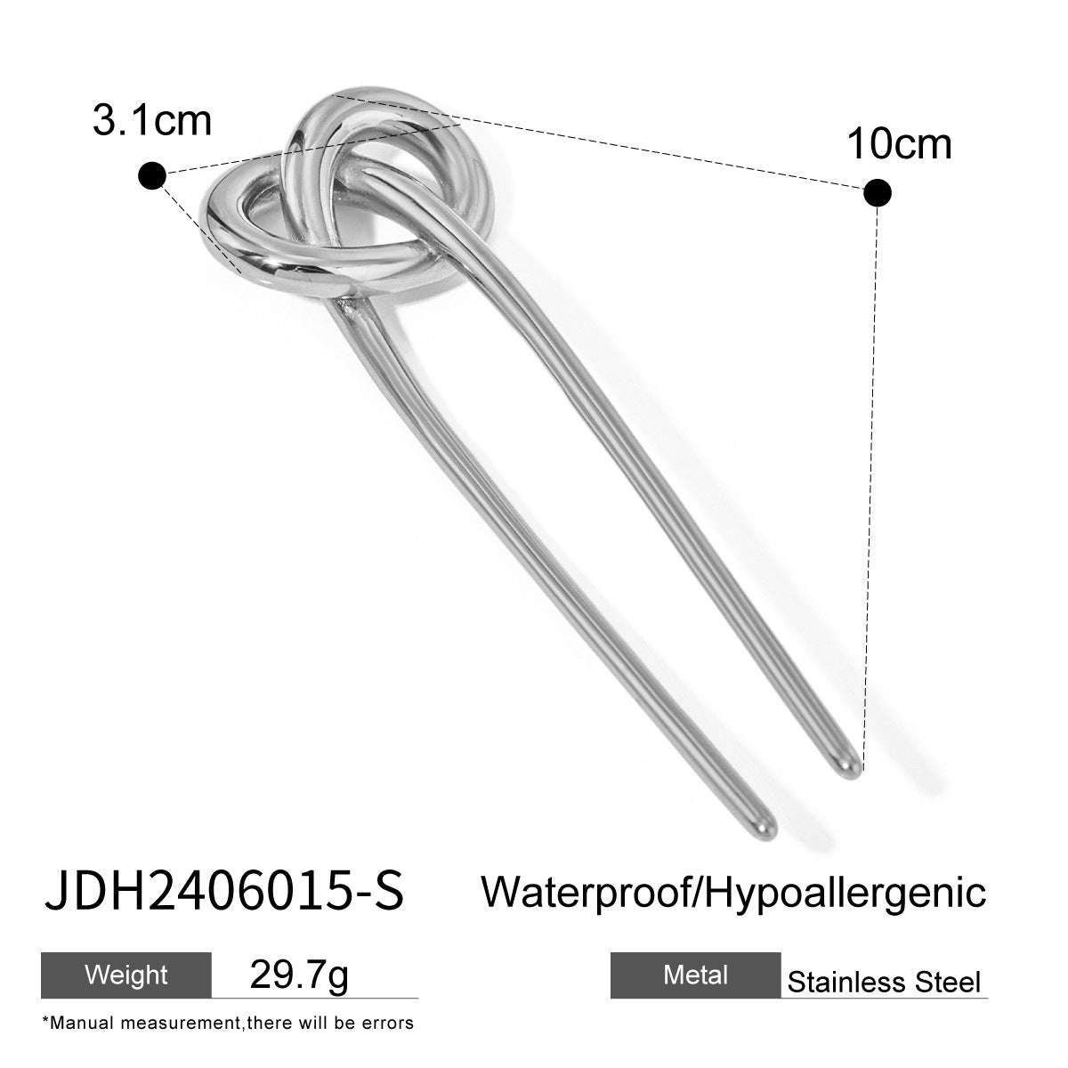 Forcina Geometrica in Acciaio Inox con Finitura Placcata per Donna Elegante Fermaglio per Capelli a U in Metallo