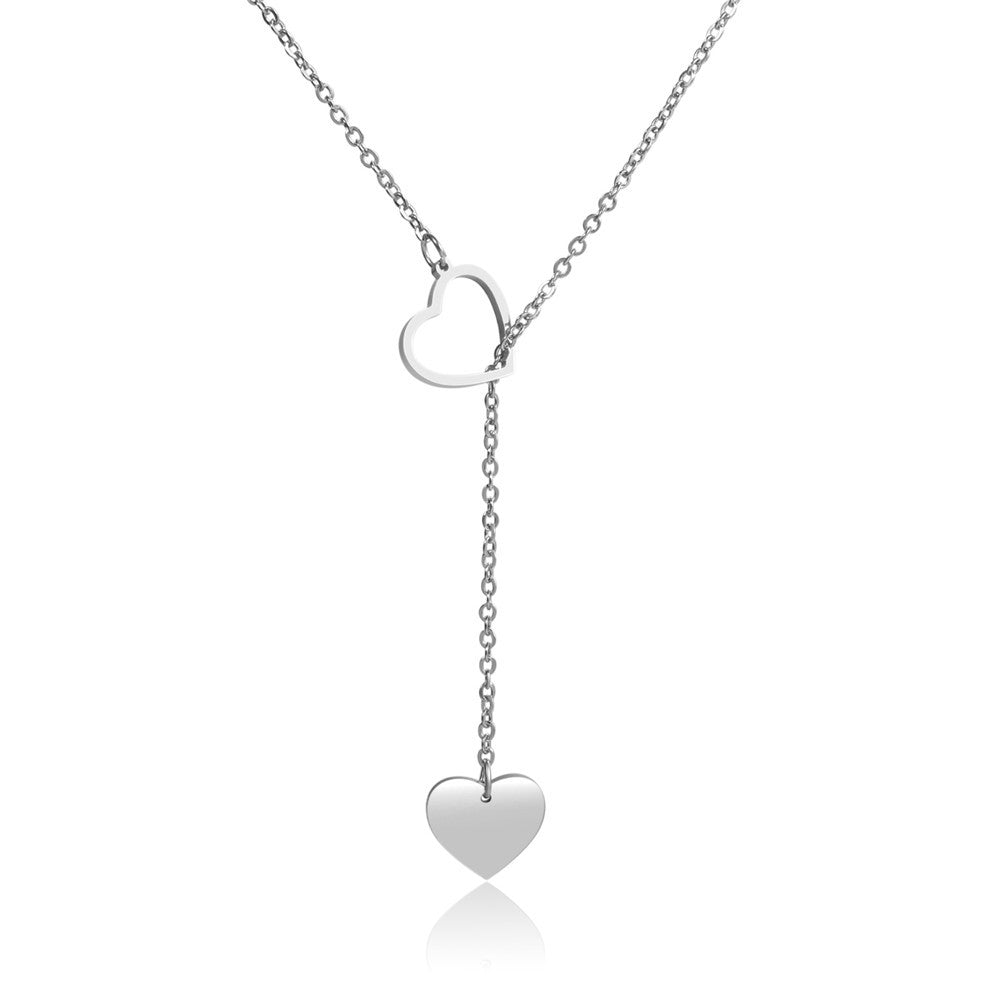 Minimalist Casual Heart Geometric Titanium Steel Plated Pendant Unisex Y-Necklace with Rope Chain