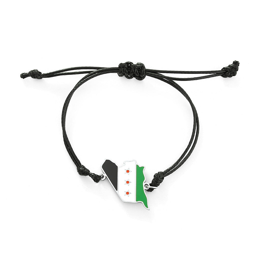 Bracciale pendente vintage in acciaio inossidabile smaltato da uomo e da donna con cordino in pelle