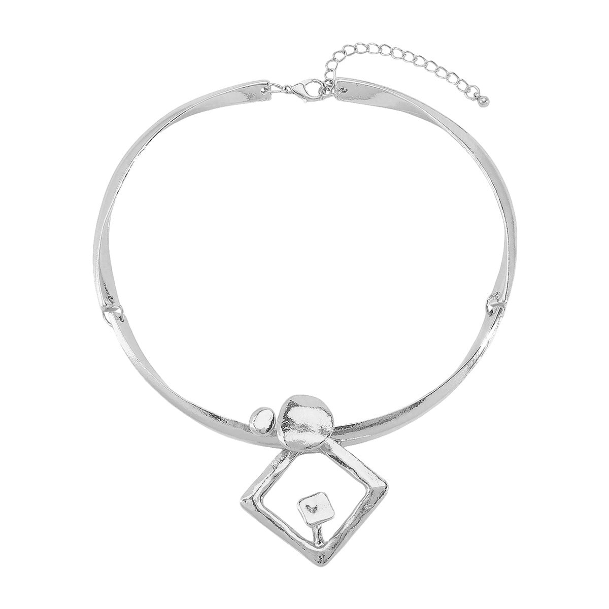 Collana girocollo geometrica punk da donna in lega di zinco con finitura galvanica