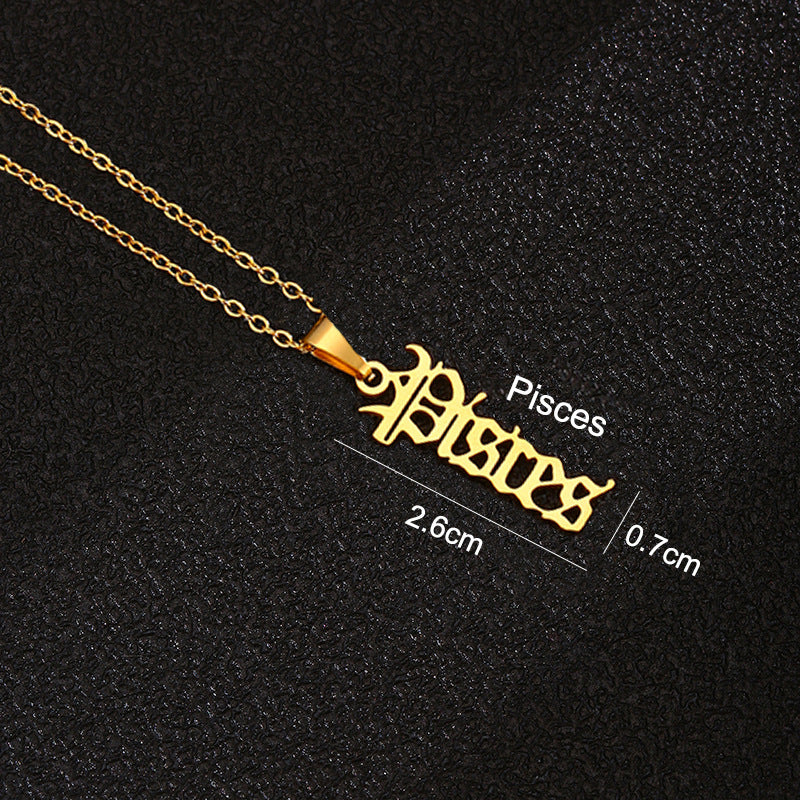Zodiac-Themed Stainless Steel Pendant Necklace with Titanium Steel Charm and Electroplated Finish for Unisex Wear