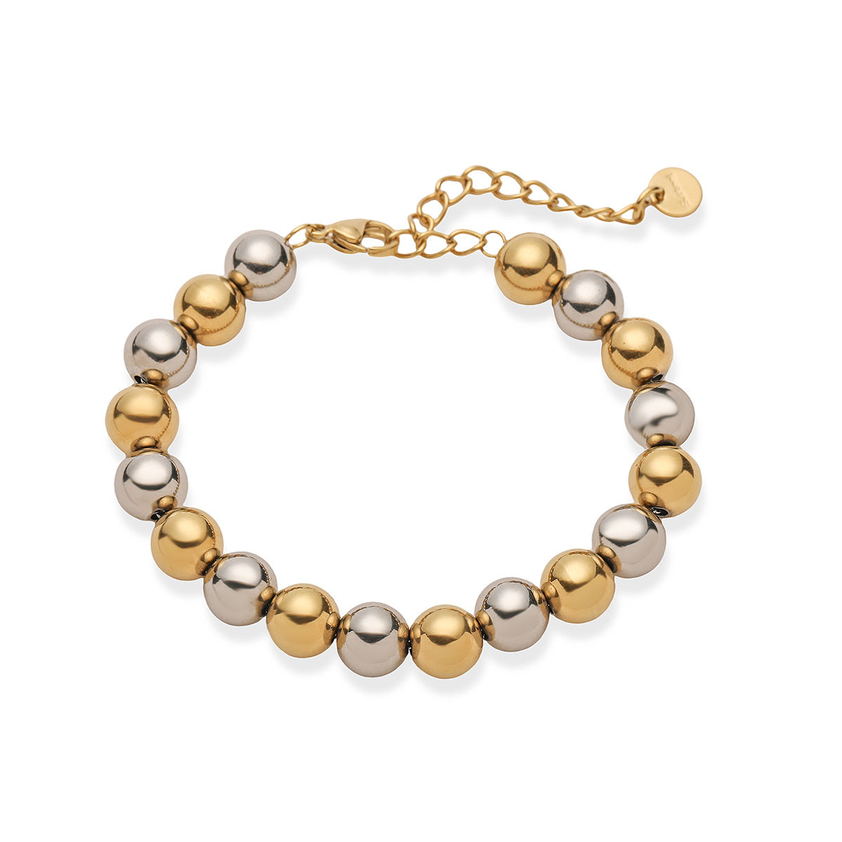 Minimalist 18K Gold Plated Round Ball Chain Stainless Steel Necklace and Bracelet Set for Women