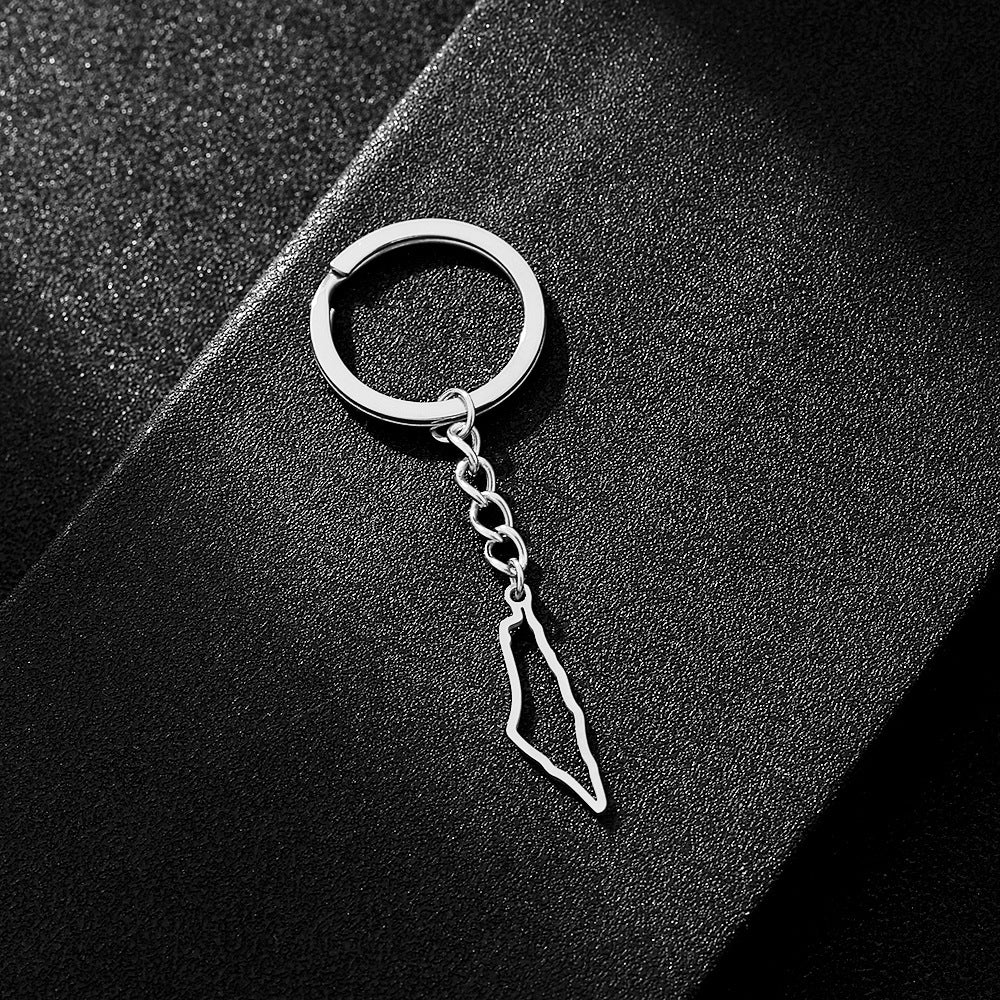 Portachiavi con Pendente a Esagramma in Acciaio Inossidabile Stile Etnico per Uomini e Donne