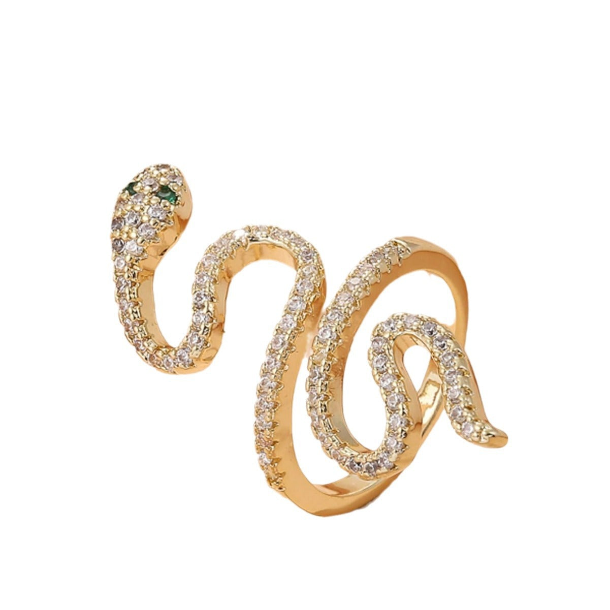 Anillo de cobre con forma de serpiente estilo Hip Hop con incrustaciones de circonitas para mujer