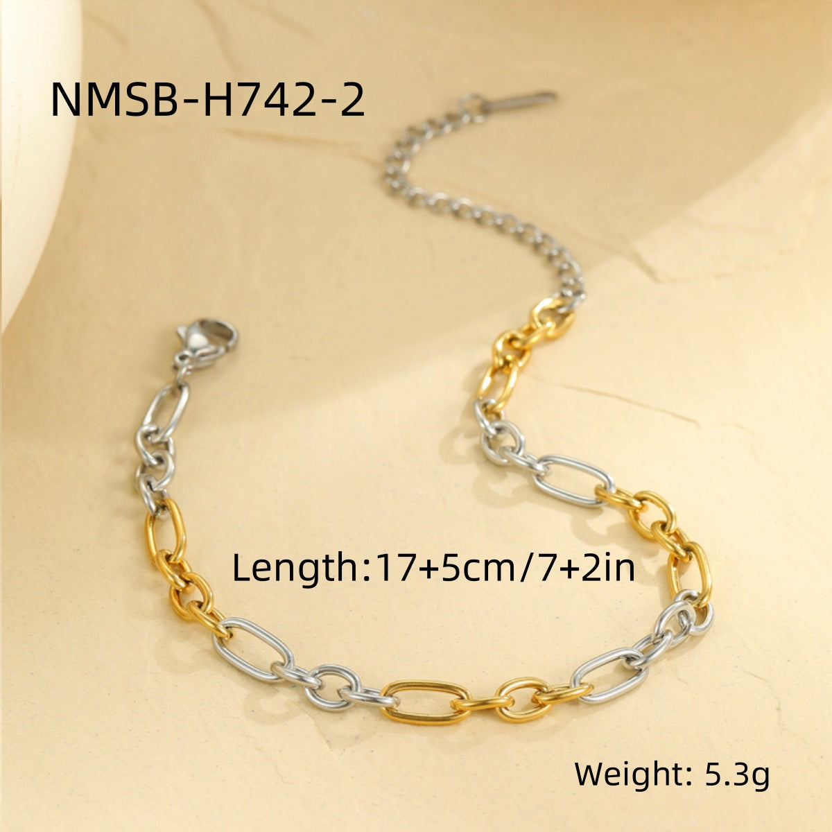 Vintage-Inspired Geometric Stainless Steel Plated Bracelet for Women with Contrasting Color Design
