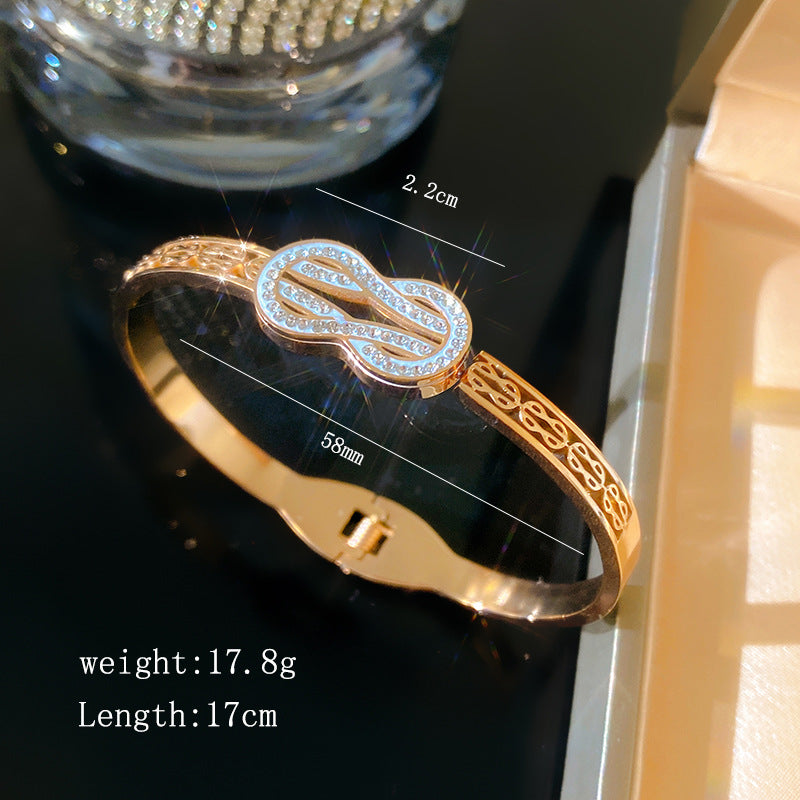 Luxury Elegant Micro-Paved Diamond Infinity Symbol Titanium Steel Bracelet for Women