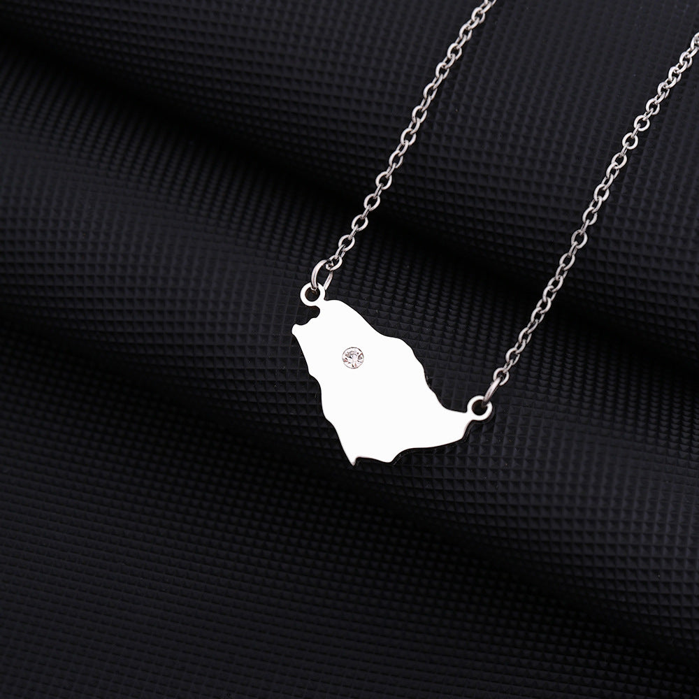Collana con Ciondolo Geometrico in Acciaio Inossidabile da Donna con Ciondolo in Acciaio al Titanio e Finitura Placcata