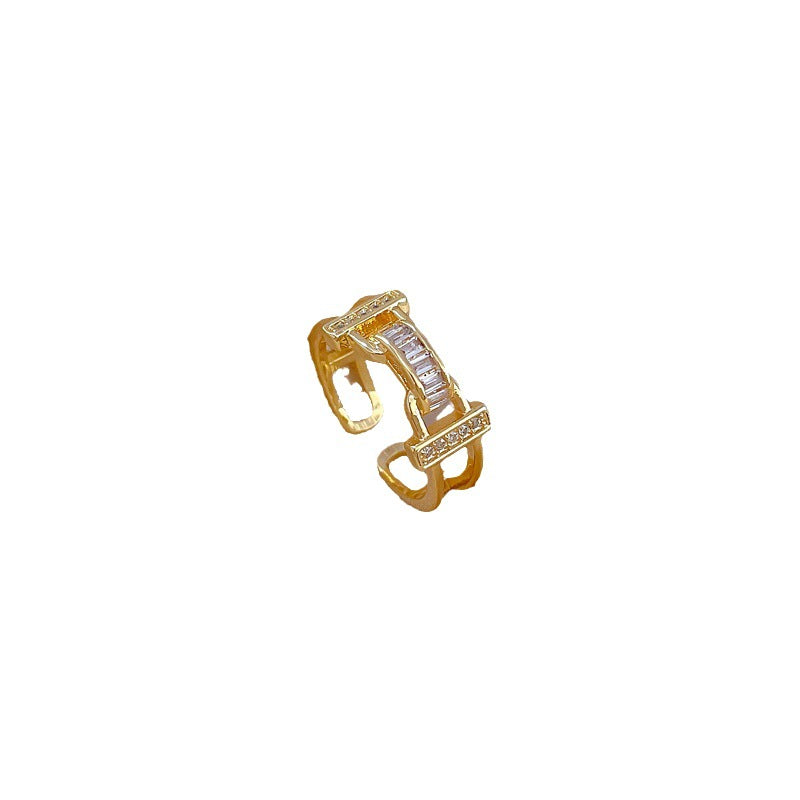 Anello regolabile a forma di corona in ottone placcato stile Kawaii da donna con zirconi cubici