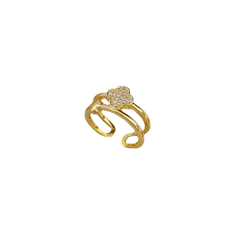 Minimalist Crown-Shaped Brass Ring with Gold Plating for Women