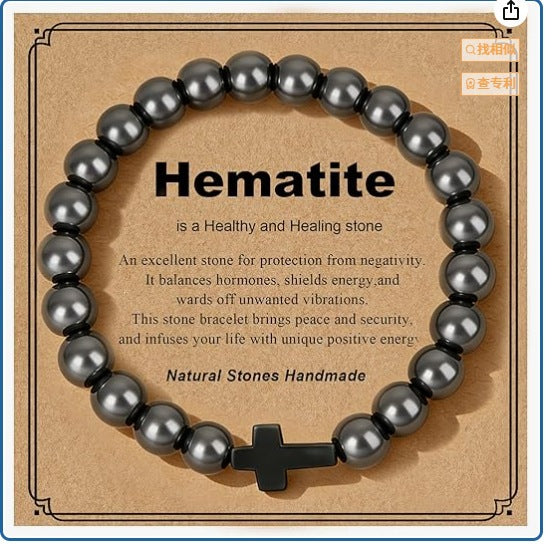 Minimalist Matte Cross Bracelet with Tiger's Eye and Obsidian Pendant Unisex Jewelry