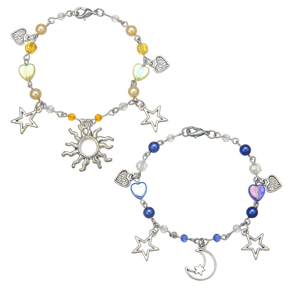 Punk Geometric Star Moon Cat Hollow Bracelet for Women and Men