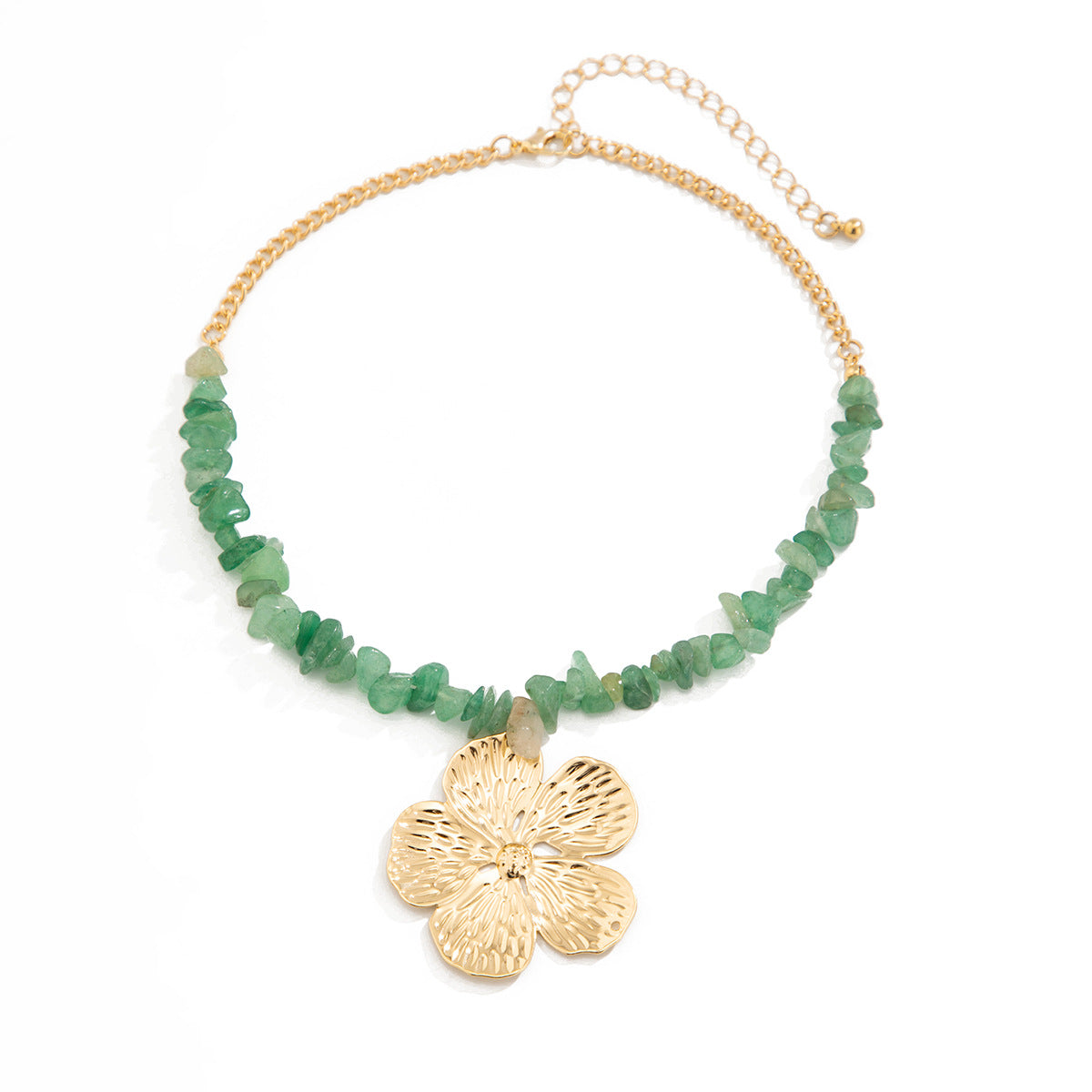 Bohemian Irregular Floral Pendant Necklace for Women with Plated Alloy and Rhinestone Accents
