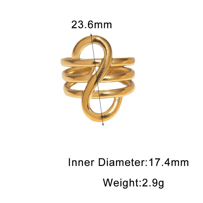 Minimalist Geometric Gold Plated Stainless Steel Open Ring for Women