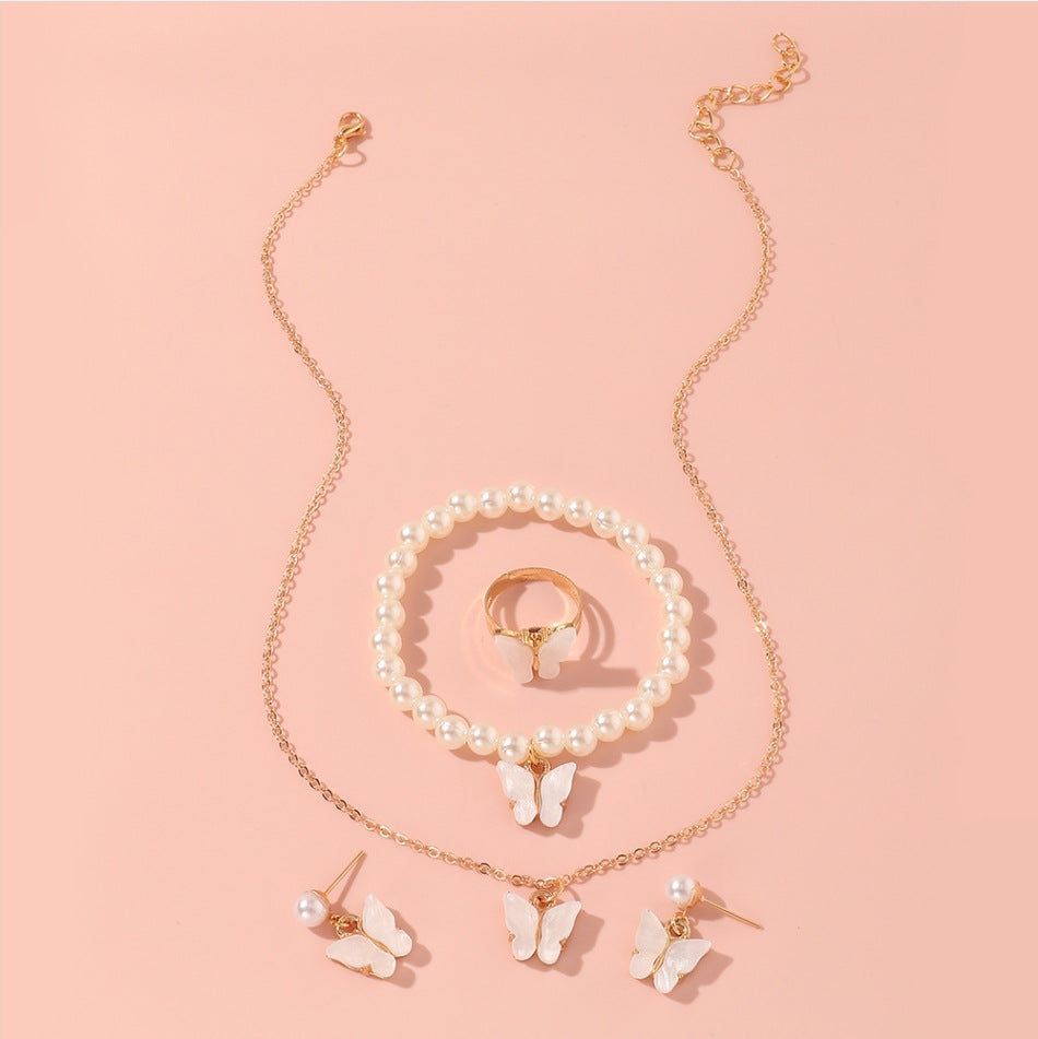Set Collana con Farfalla per Bambini con Ciondolo in Lega e Finitura Smaltata su Catena Box, per Bambine dai 3 ai 10 Anni, Accessori a Tema Principessa