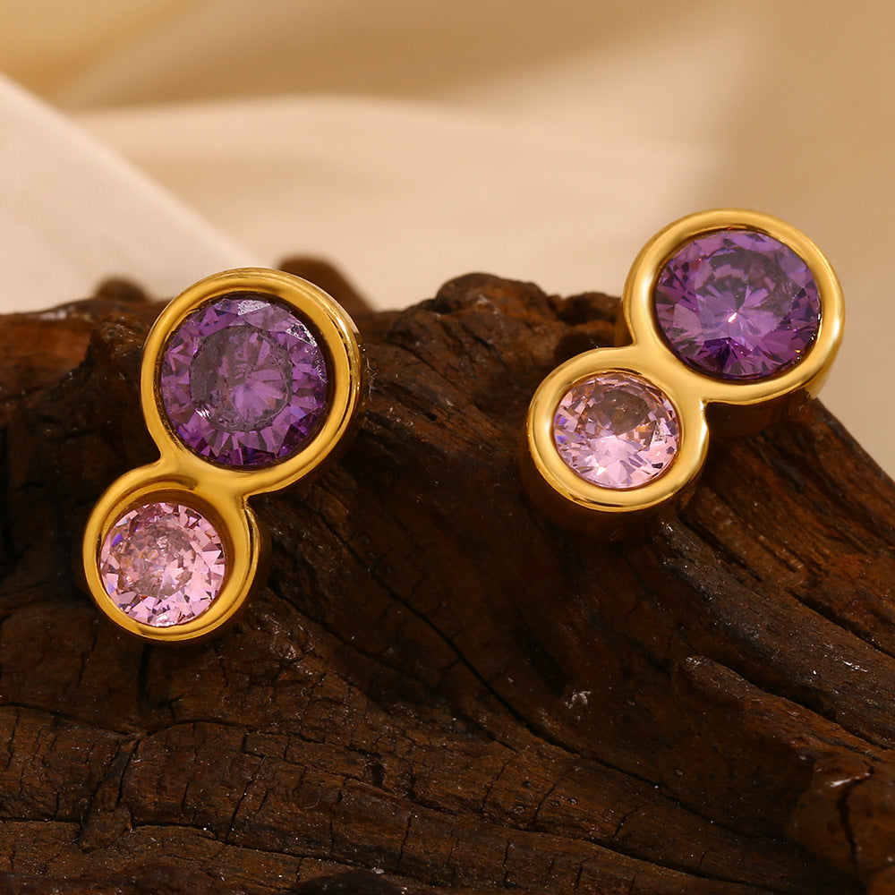 Orecchini tondi geometrici minimalisti moderni in acciaio inossidabile con placcatura in oro 18 carati da donna
