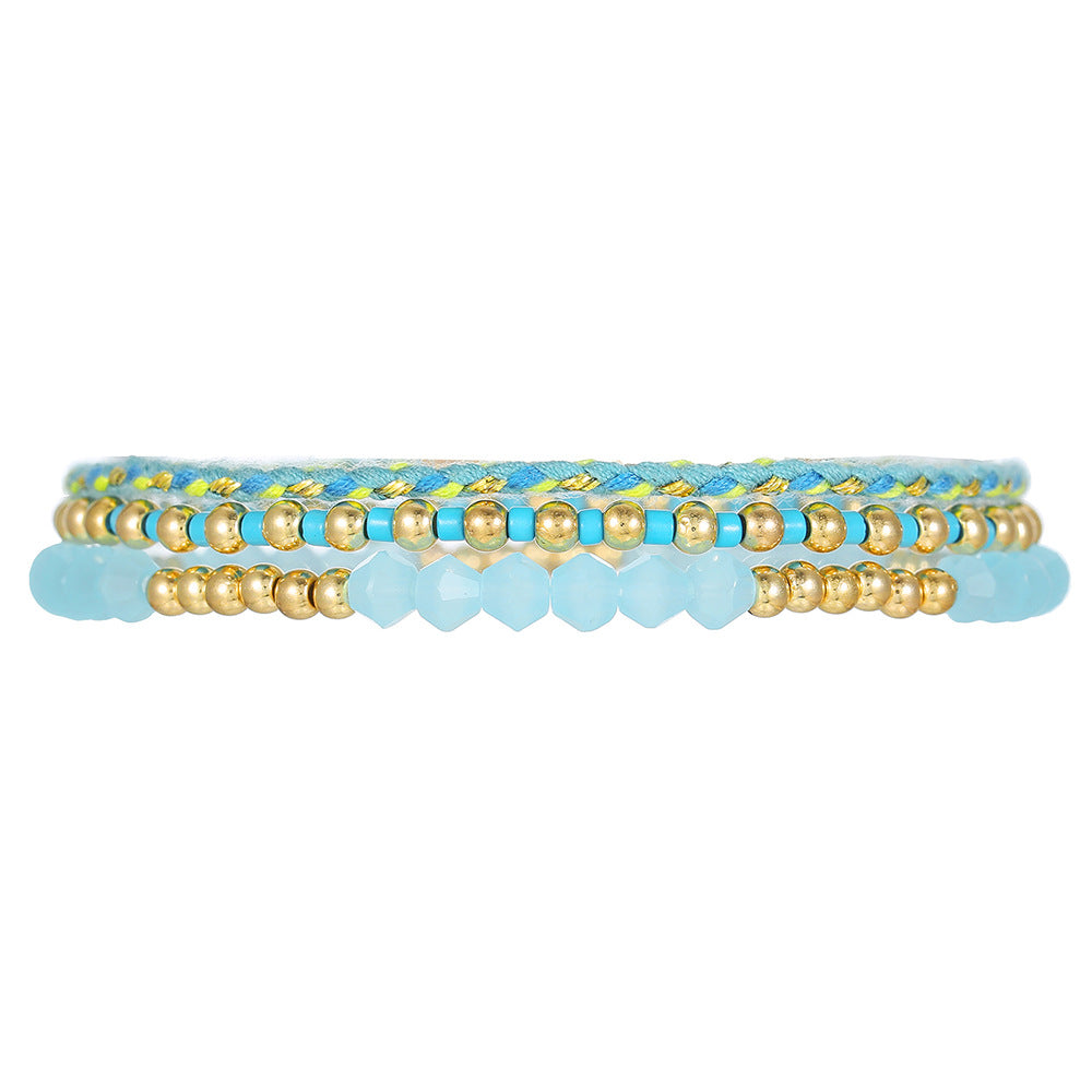 Bohemian Minimalist Geometric Crystal Alloy Bracelet