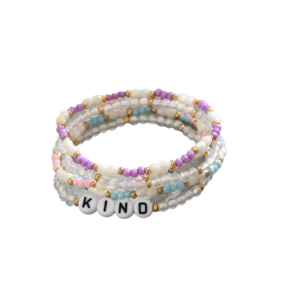 Bracciale da donna minimalista OL con perline e ciondolo a forma di lettera, con perline colorate Miyu dalla forma geometrica