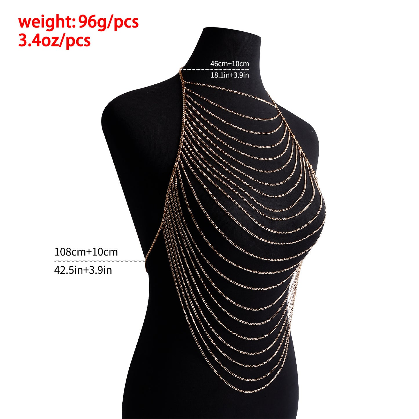 Punk Style Tassel Pendant Body Chain for Women with Multi-Layer Chains and Metal Construction