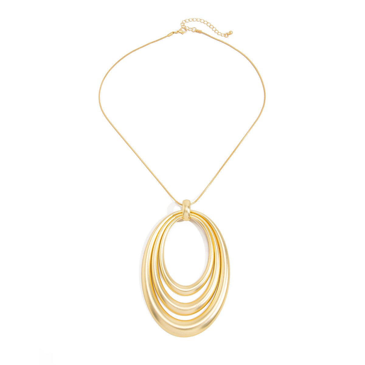 Minimalist Hip-hop Geometric Oval Zinc Alloy Pendant Iron Plated Necklace for Women