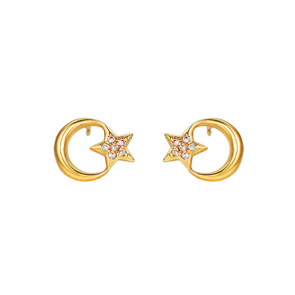 Streetwear Brass Inlaid with Cubic Zirconia Heart Cross Stud Earrings for Women