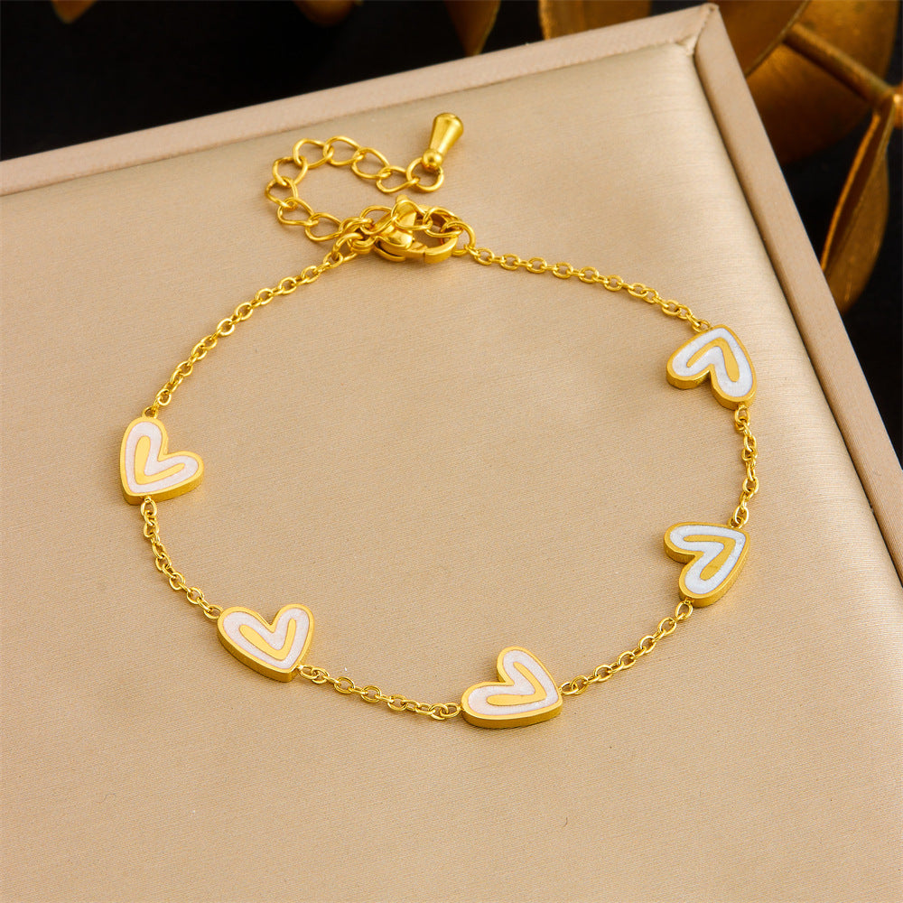 Elegant Business Heart Teardrop Stainless Steel Plated Jewelry Set for Women with Cable Chain